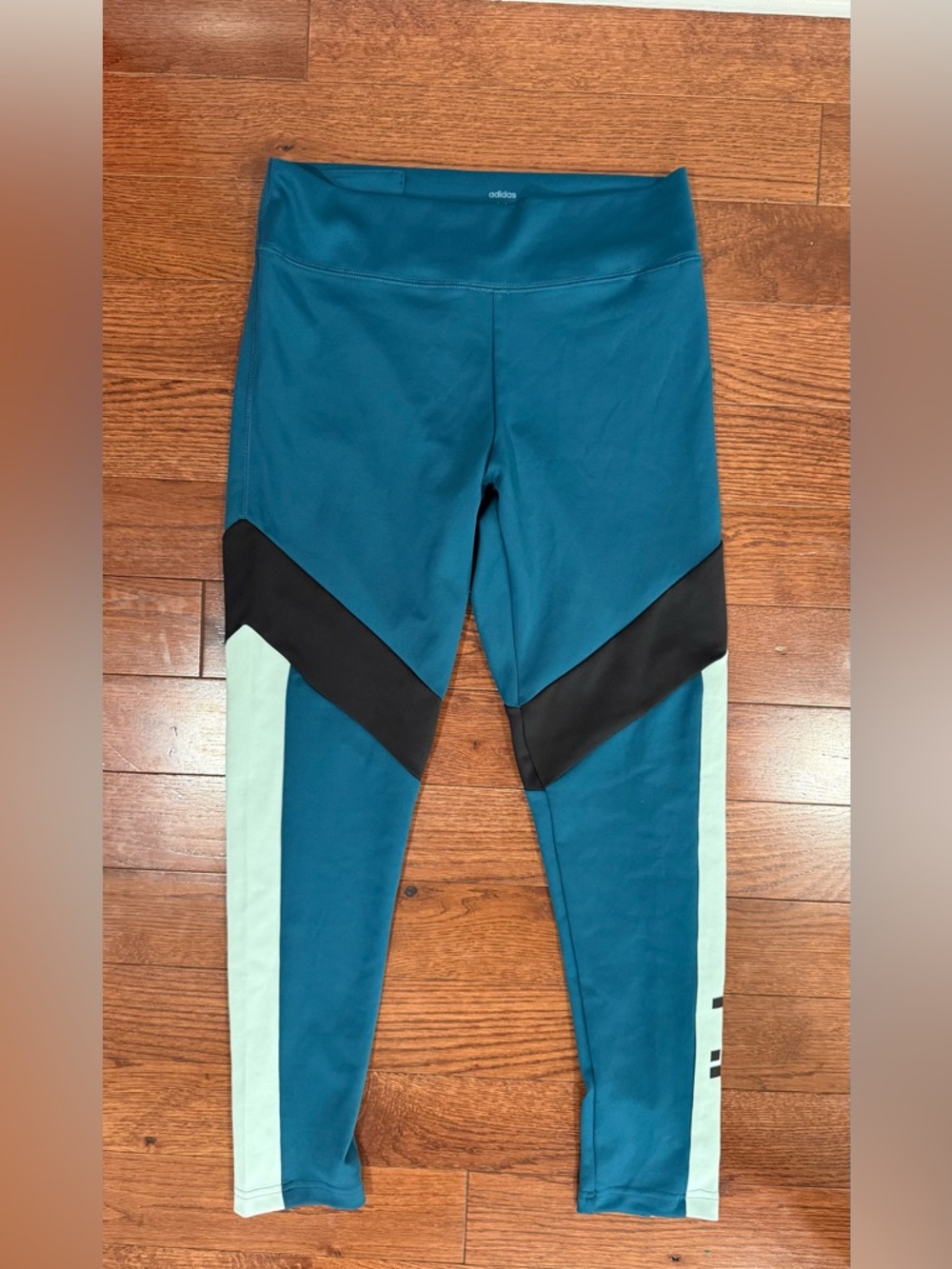 adidas Teal Colorblock Leggings with Black and Mint Panels
